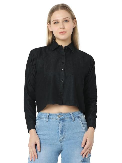 smarty pants black crop shirt