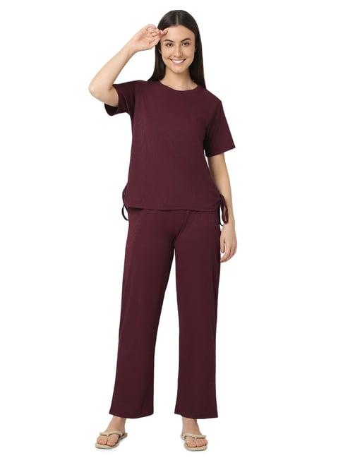 smarty pants maroon top with lounge pants