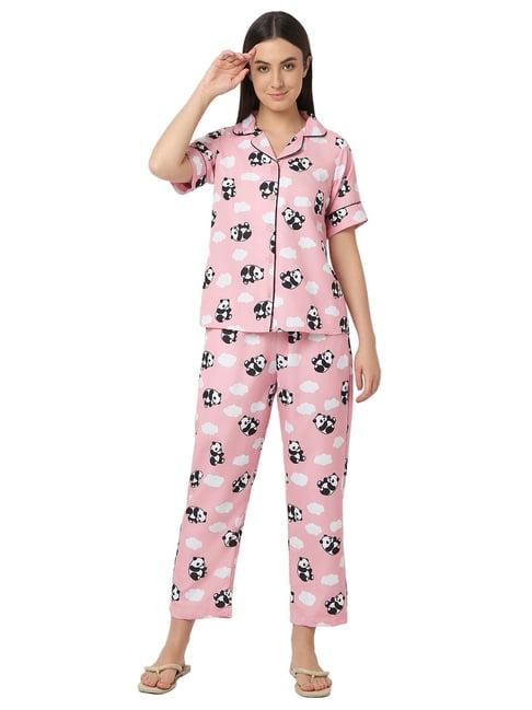 smarty pants pink printed shirt with lounge pants