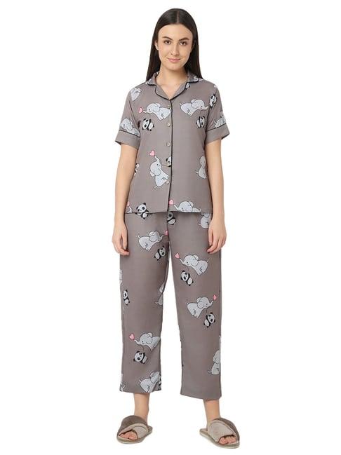 smarty pants grey printed shirt with lounge pants