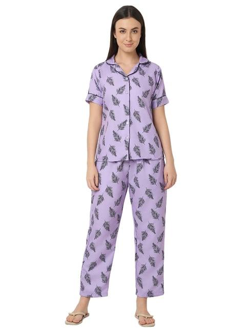 smarty pants lilac printed shirt with lounge pants