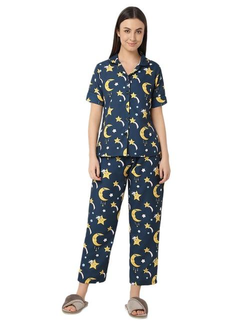 smarty pants blue printed shirt with lounge pants