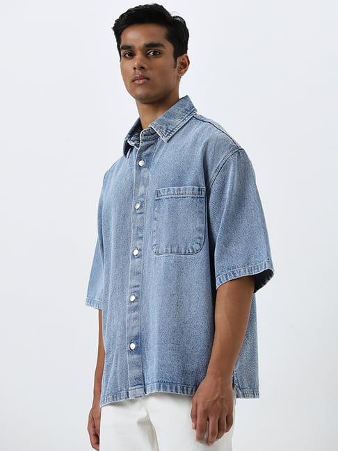 nuon by westside blue boxy-fit denim jacket