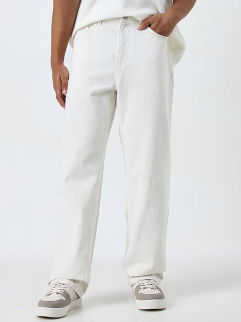 nuon by westside off-white mid-rise relaxed-fit jeans