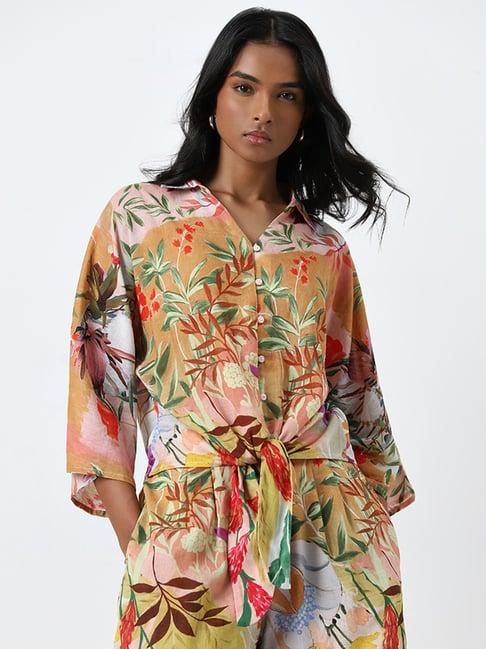 lov by westside multicolour leaf printed blouse