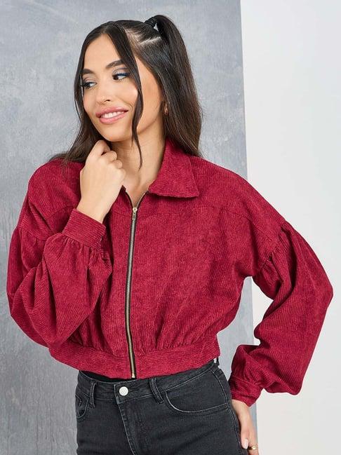 styli red plain jacket