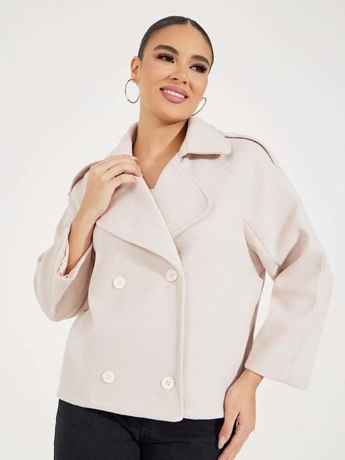 styli beige plain jacket