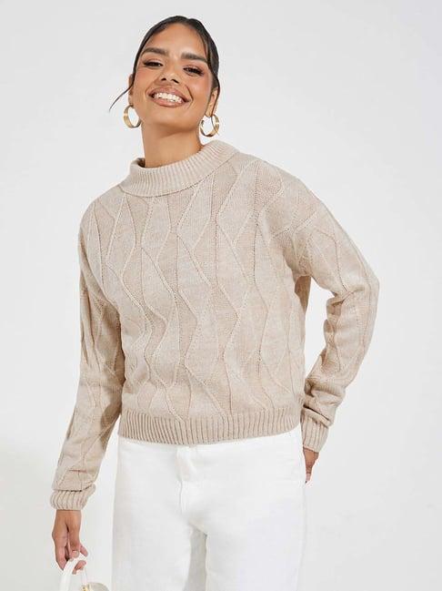 styli beige crochet pattern pullover