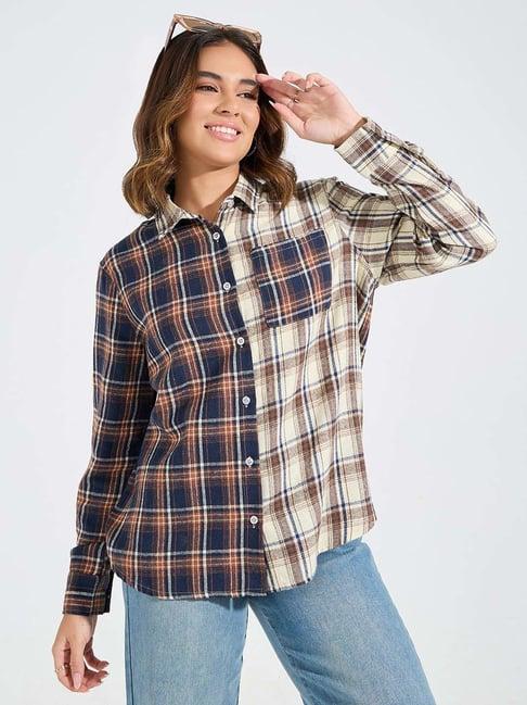 styli brown chequered shirt