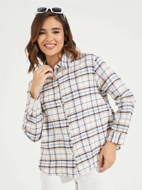 styli white chequered shirt