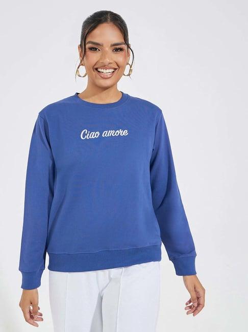 styli navy embroidered sweatshirt