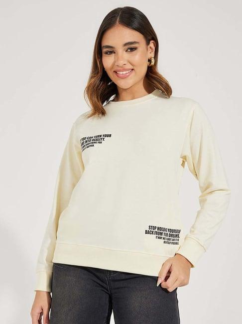 styli cream printed sweatshirt