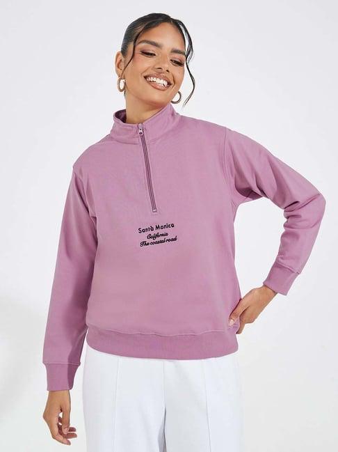 styli lilac embroidered sweatshirt