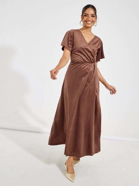 styli brown maxi dress