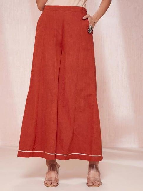 fabindia orange cotton regular fit palazzos