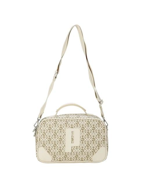 puma idol beige printed sling handbag