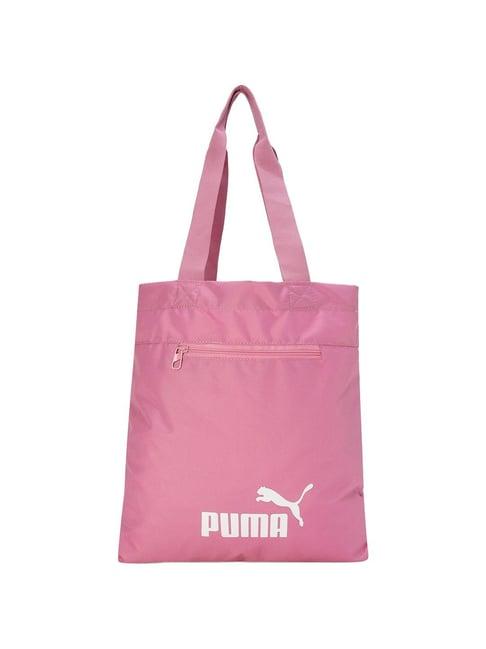 puma base pink logo tote handbag