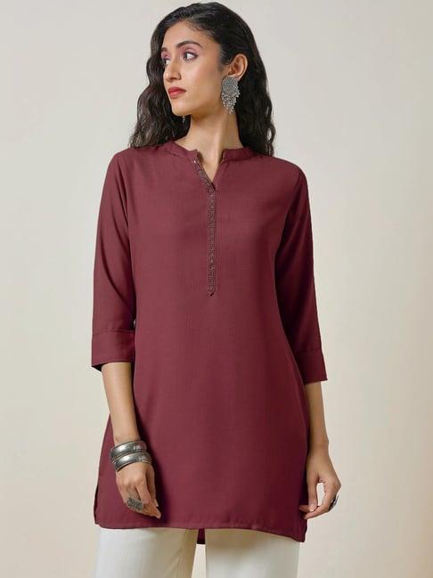 soch maroon plain tunic