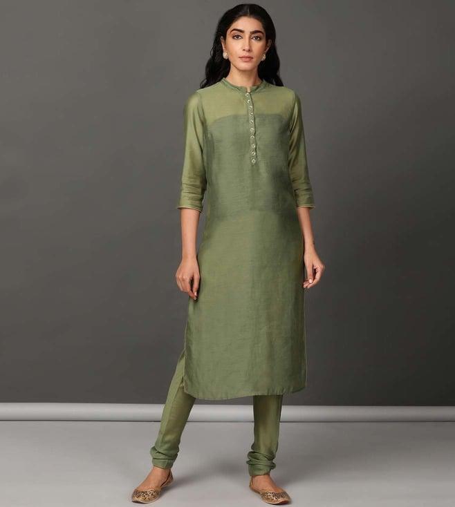 nuhh olive capri breeze straight kurta