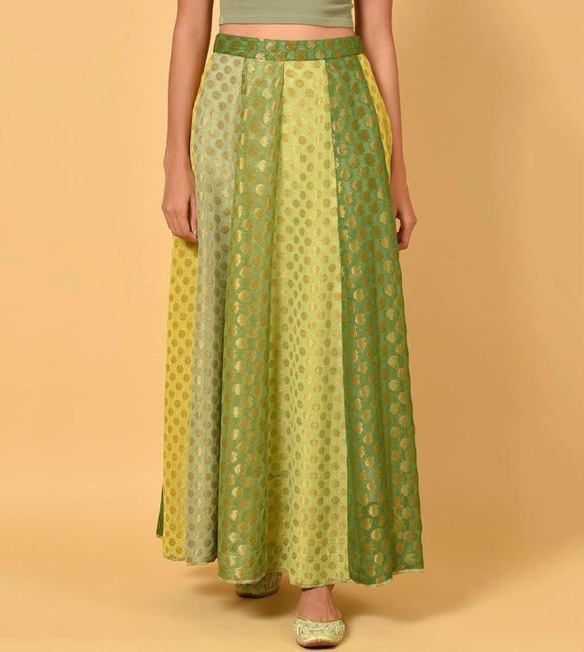 nuhh green multi confetti panelled skirt