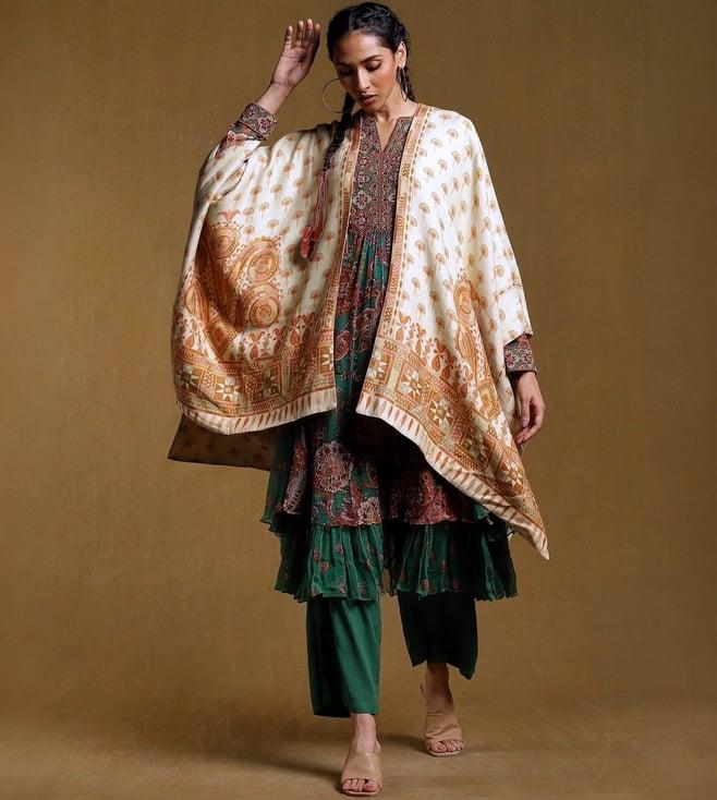 ritu kumar beige printed shrug