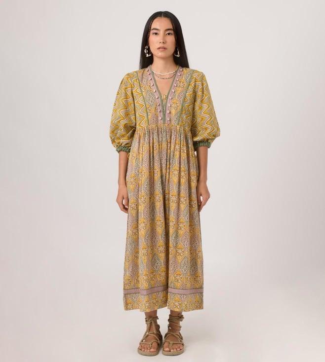 prakriti jaipur paisley shell dress in yellow