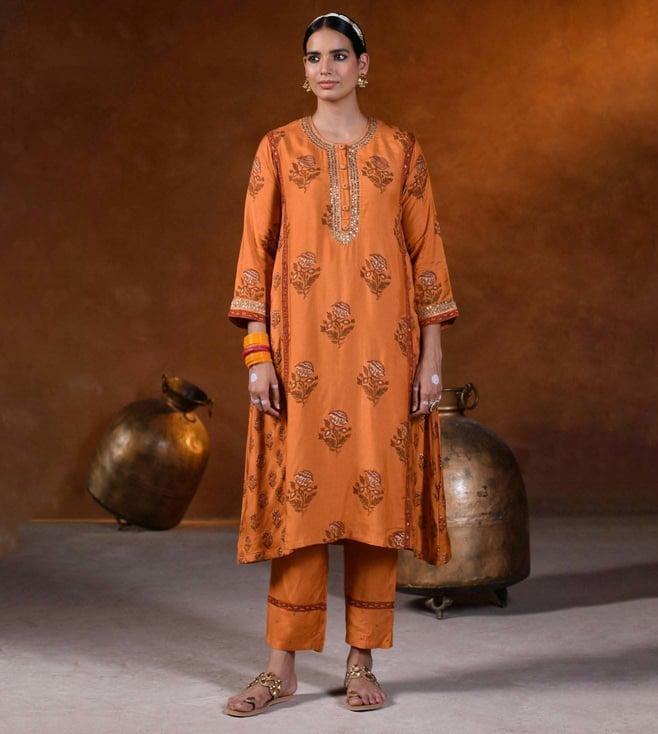 prakriti jaipur orange chaashini sarika kurta