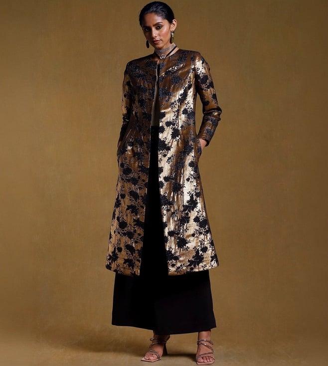 ritu kumar gold lurex long jacket