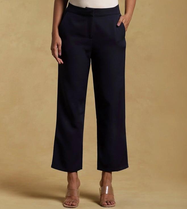 ritu kumar navy straight pants