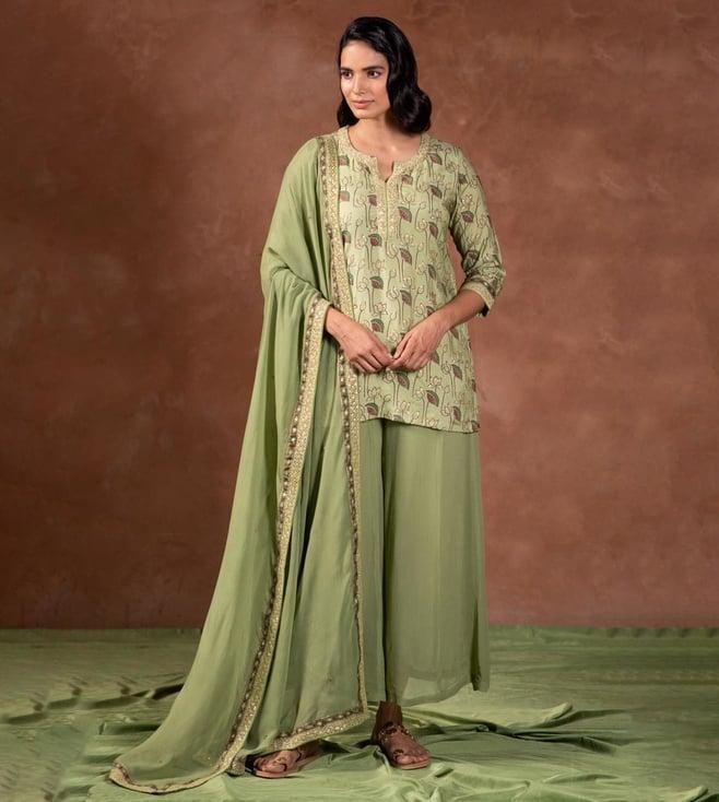 prakriti jaipur green georgette dupatta