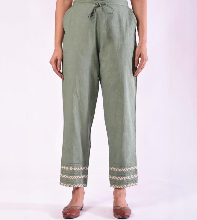 prakriti jaipur green pleated pants