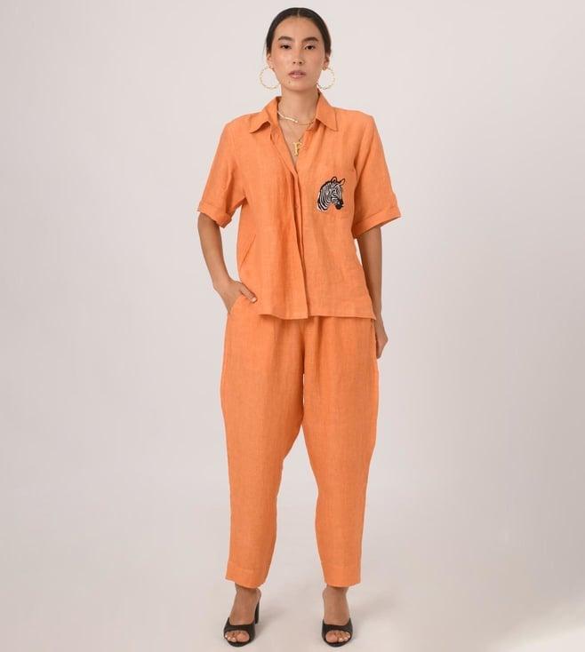 prakriti jaipur orange linen pants