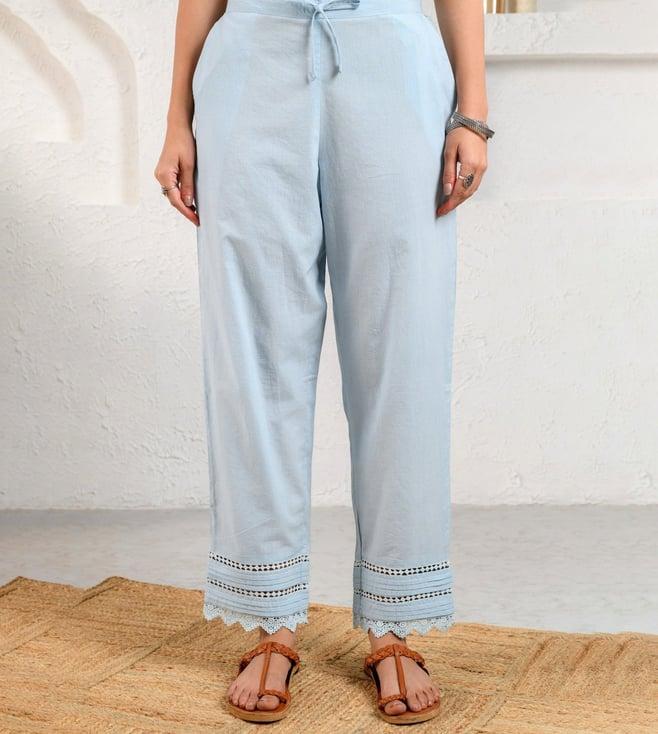 prakriti jaipur blue pintucked lace pants