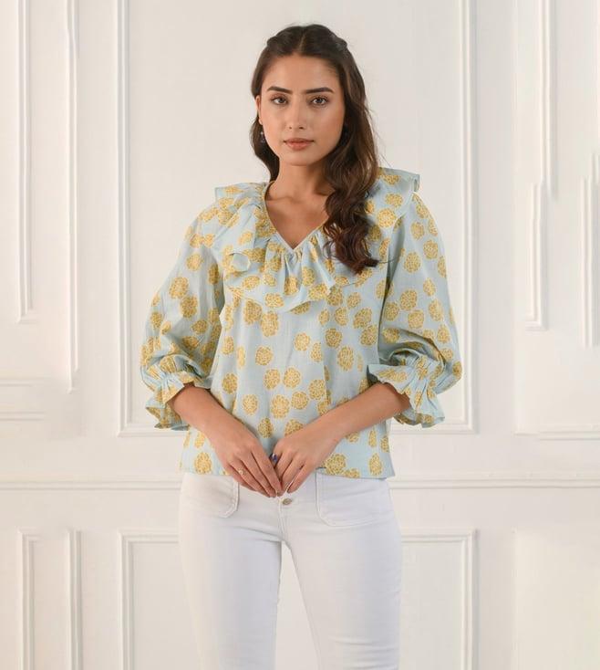 prakriti jaipur blue marigold frill shirt