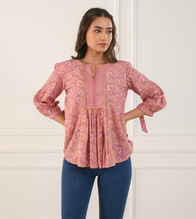 prakriti jaipur pink gathered shirt