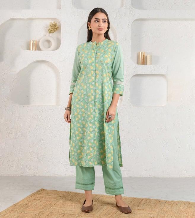 prakriti jaipur green gingko kurta