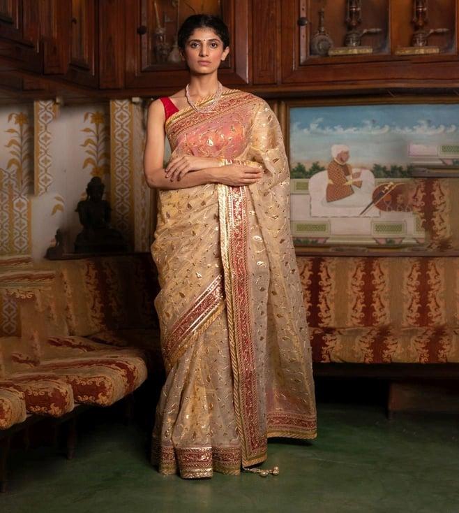 geroo jaipur golden handcrafted gota patti pure kota tissue saree