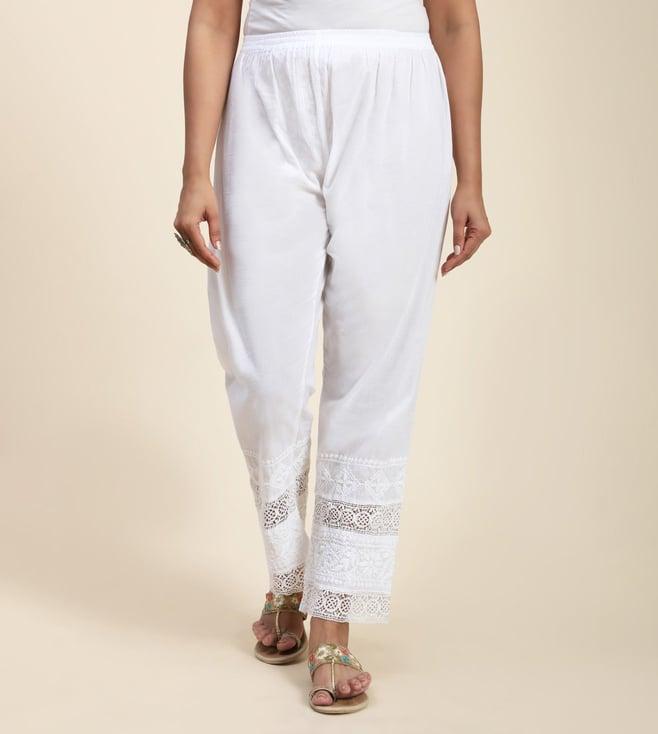 house of kari hok chikankari cotton pant trouser white