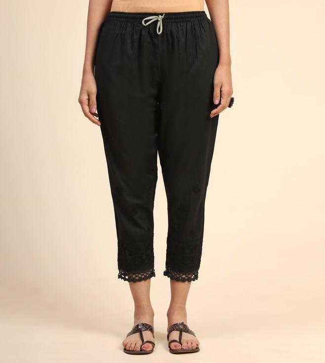 house of kari hok chikankari cotton pant trouser black