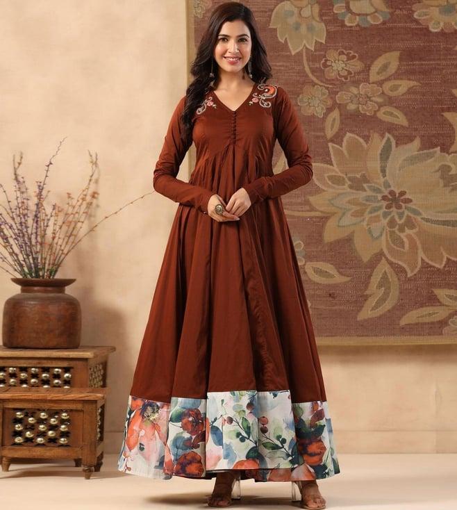 gillori brown additional gala long kalidaar dress