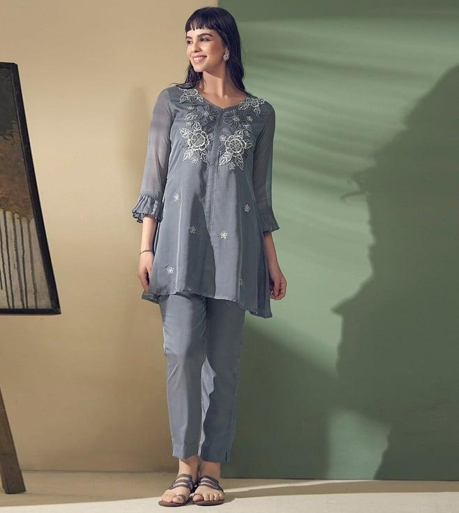 autumnlane cloud grey anushka top with pant