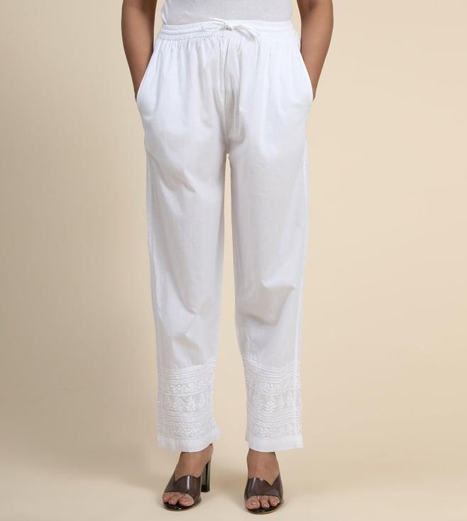 house of kari white chikankari trousers