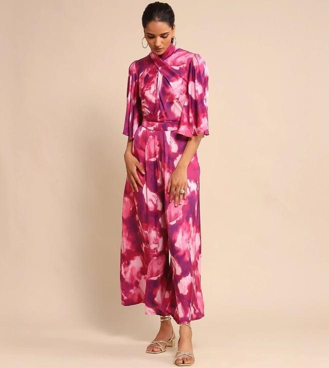 ritu kumar pink printed jumpsuit