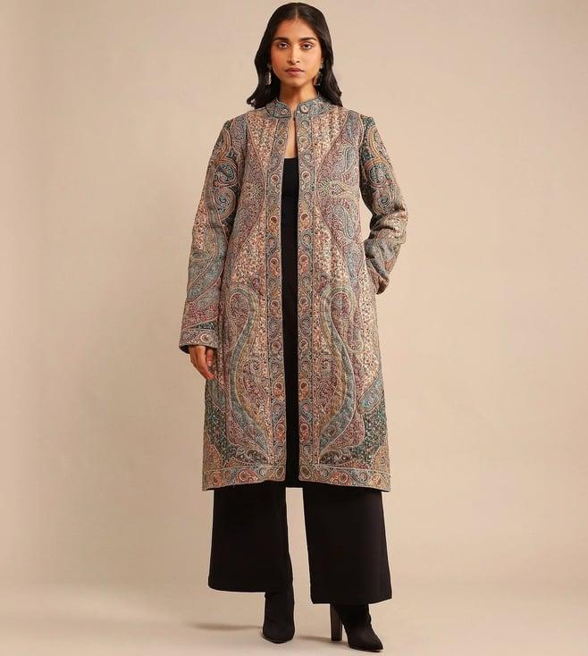 ritu kumar green printed coat