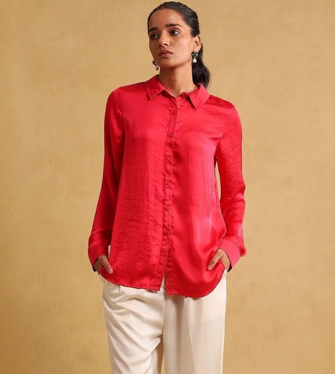 ritu kumar fuchsia solid shirt