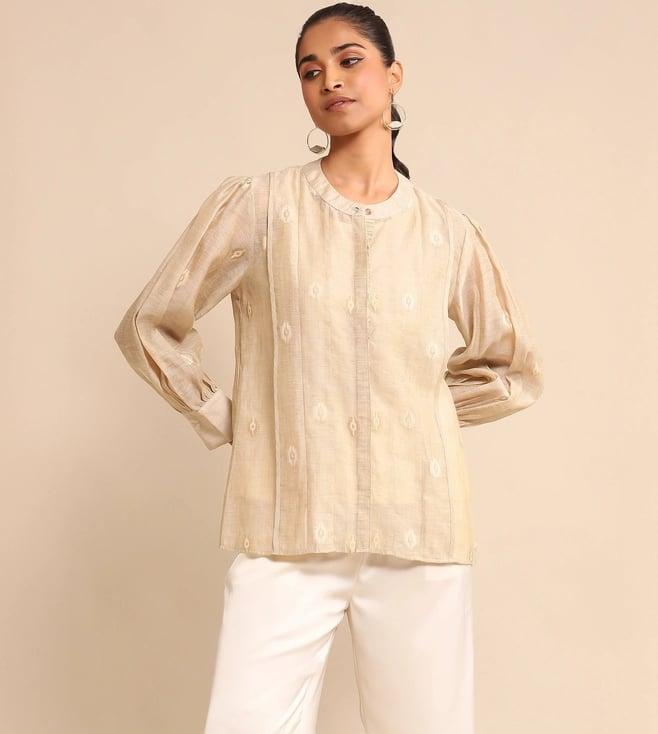 ritu kumar beige jacquard shirt