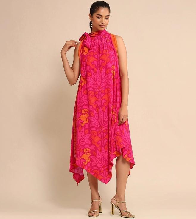 ritu kumar fuchsia floral print dress