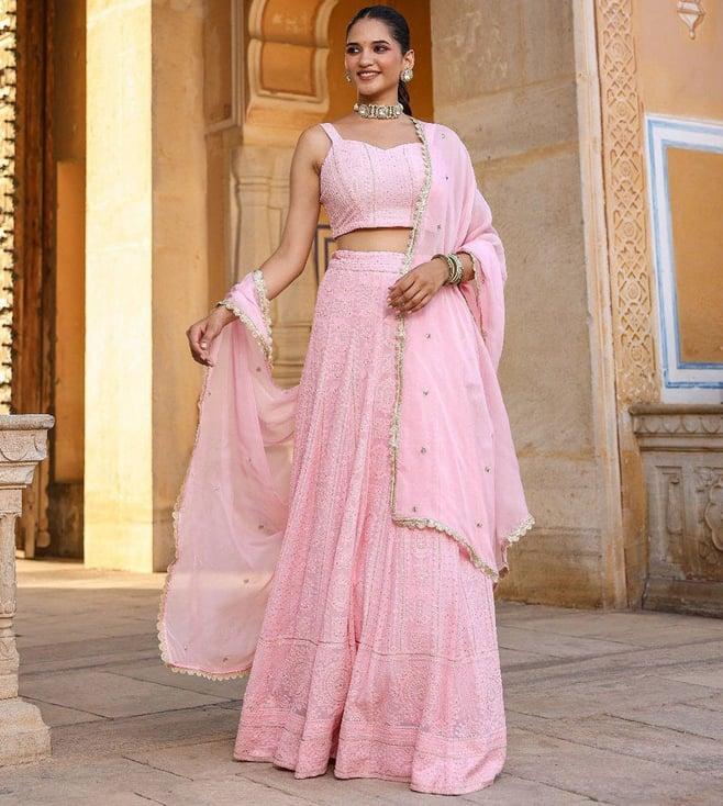 everbloom heer light pink aafreen lucknowi embroidered lehenga set