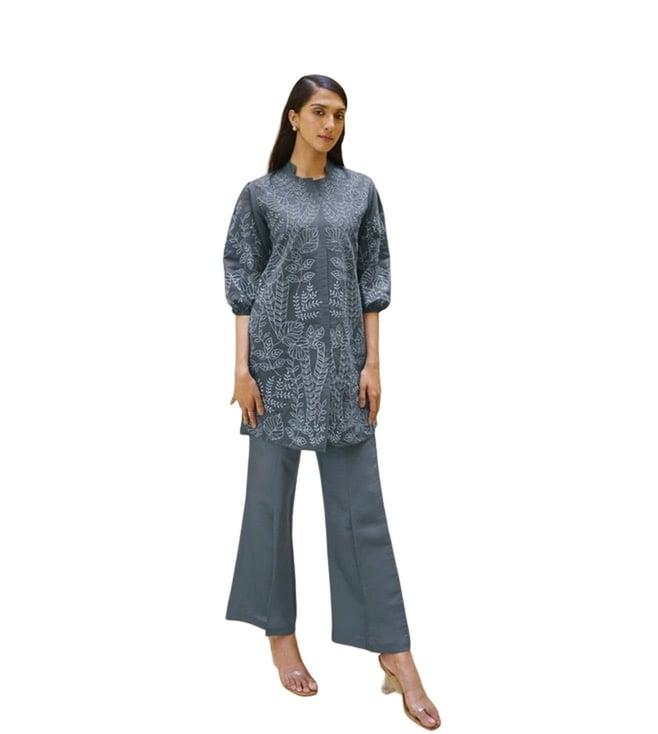 autumnlane grey ashima cloud full work tunic with pant co-ord set