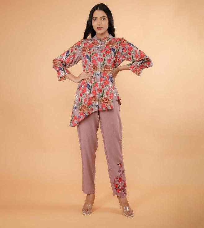 autumnlane urfi purple tunic with pant co-ord set